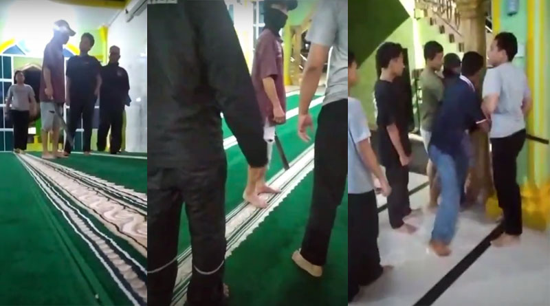 pria bawa parang ke masjid berakhir damai