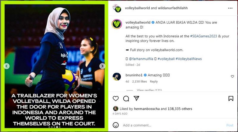 wilda mengenakan hijab saat main di sea games 2023 i767